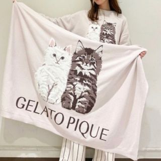 ジェラートピケ(gelato pique)のジェラート ピケ　ツインキャット　ジャガードブランケット　ピンク★新品(毛布)