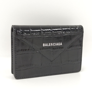 バレンシアガ(Balenciaga)のBALENCIAGA カードケース 名刺入れ クロコ 型押し レザー ブラック(財布)