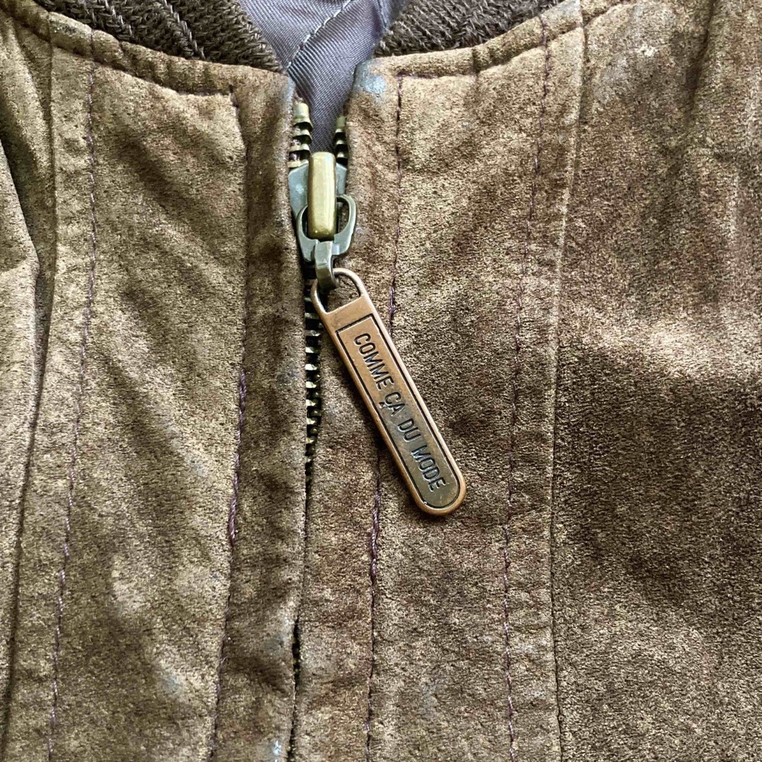 【美品】コムサデモード レザーワッペンスタジャン 90's