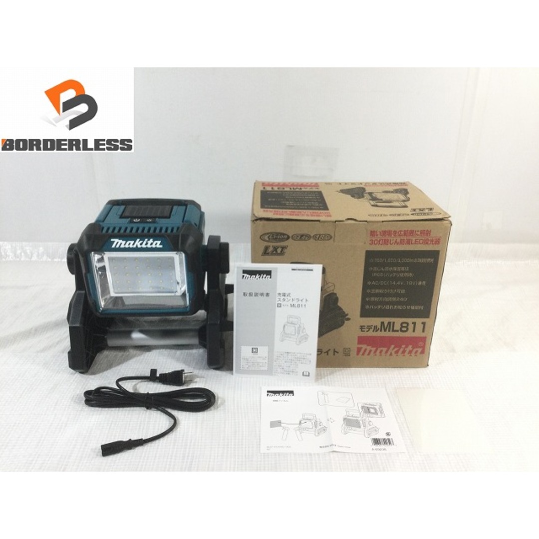 自動車/バイク☆未使用品☆makita マキタ 14.4V 18V 充電式LEDスタンドライト ML811 ACコンセント付 三脚対応品 (※付属はありません) 80768