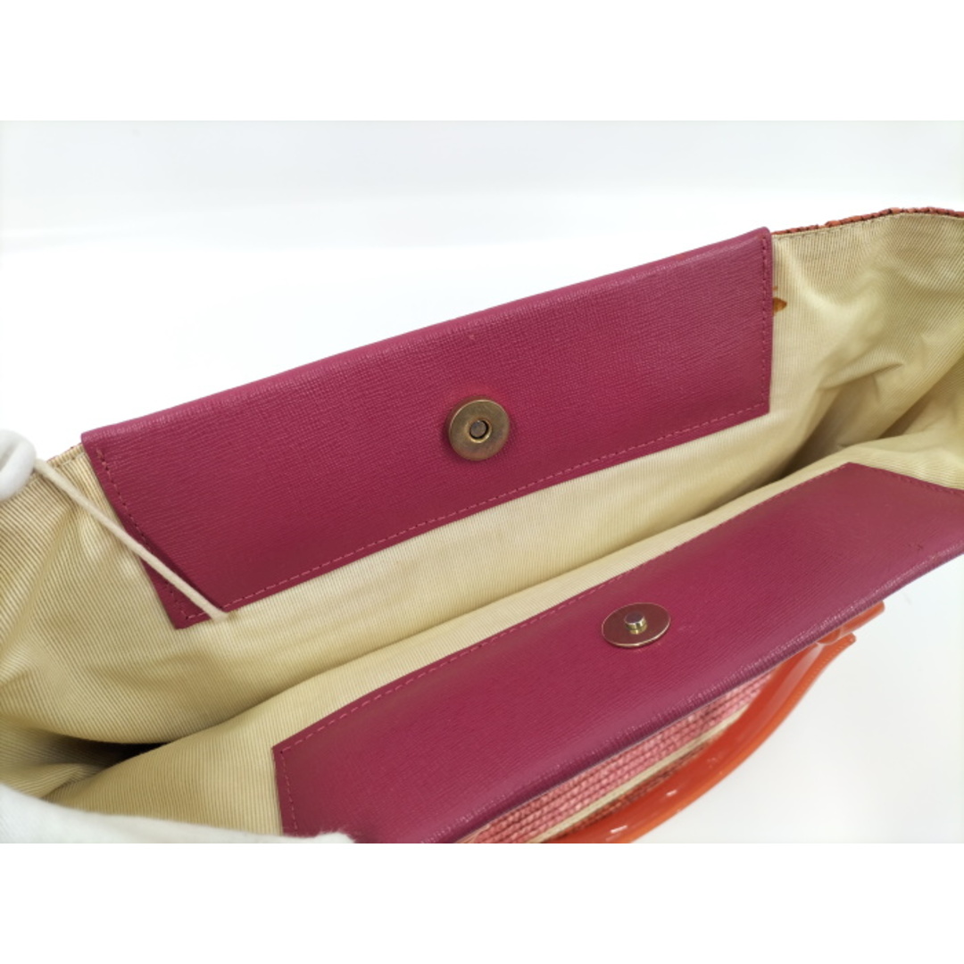 Furla(フルラ)のFURLA ストロー トートバッグ ポーチ付 オレンジ ピンク系 レディースのバッグ(トートバッグ)の商品写真