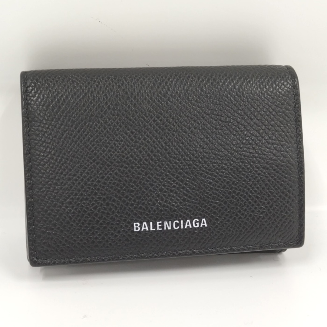 BALENCIAGA 三つ折り財布 コンパクトウォレット レザー ブラックレザーサイズ
