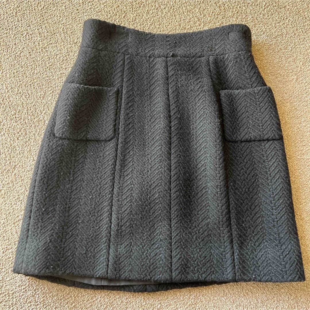 CHANEL 34サイズ ツイードスカート - ミニスカート