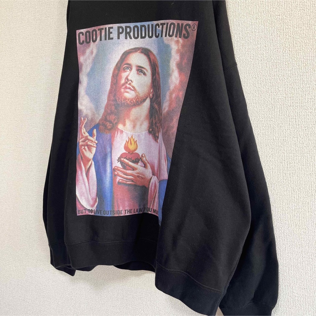 新品　クーティ　裏起毛　JESUS プリント　クルーネック　スウェット　黒　M