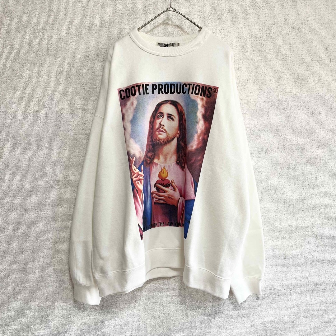 新品　クーティ　裏起毛　JESUS プリント　クルーネック　スウェット　白　M