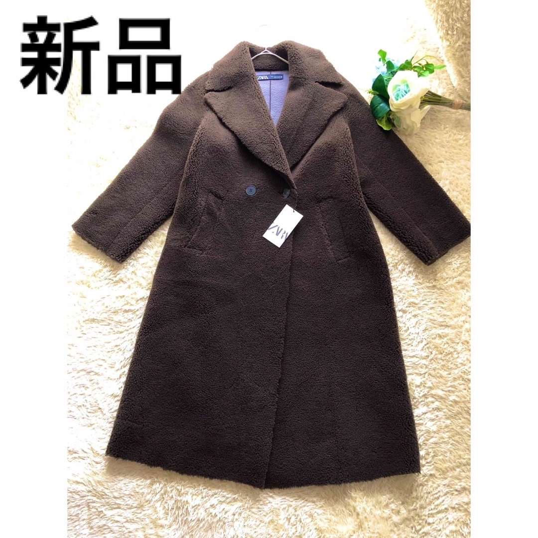 【新品・タグ付き】ZARA ボア コート グレー