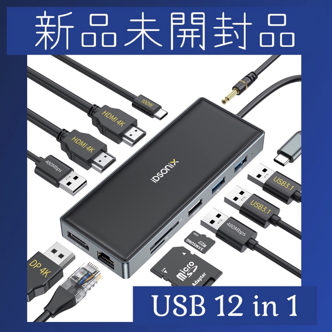 USB C ドッキング ステーション iDsonix 12in1 ディスプレイ