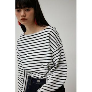 アズールバイマウジー(AZUL by moussy)の【新品未使用タグ付】アズールバイマウジー　ボリュームボーダーカフスリーブトップス(シャツ/ブラウス(長袖/七分))