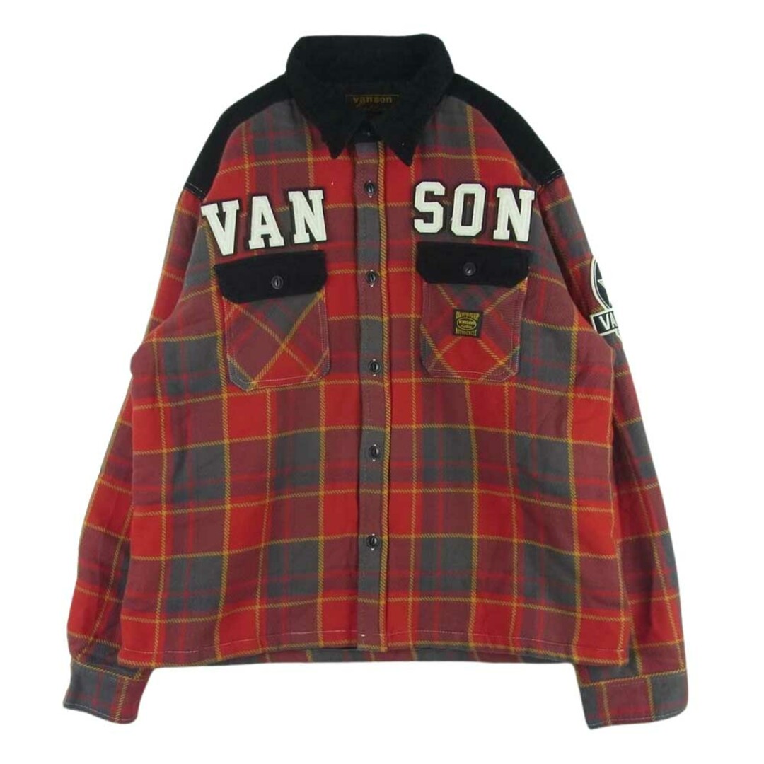 VANSON バンソン NVSL-2107 CPO 中綿 チェック シャツ ジャケット 中国製 レッド系 グレー系 ブラック系約71cm身幅