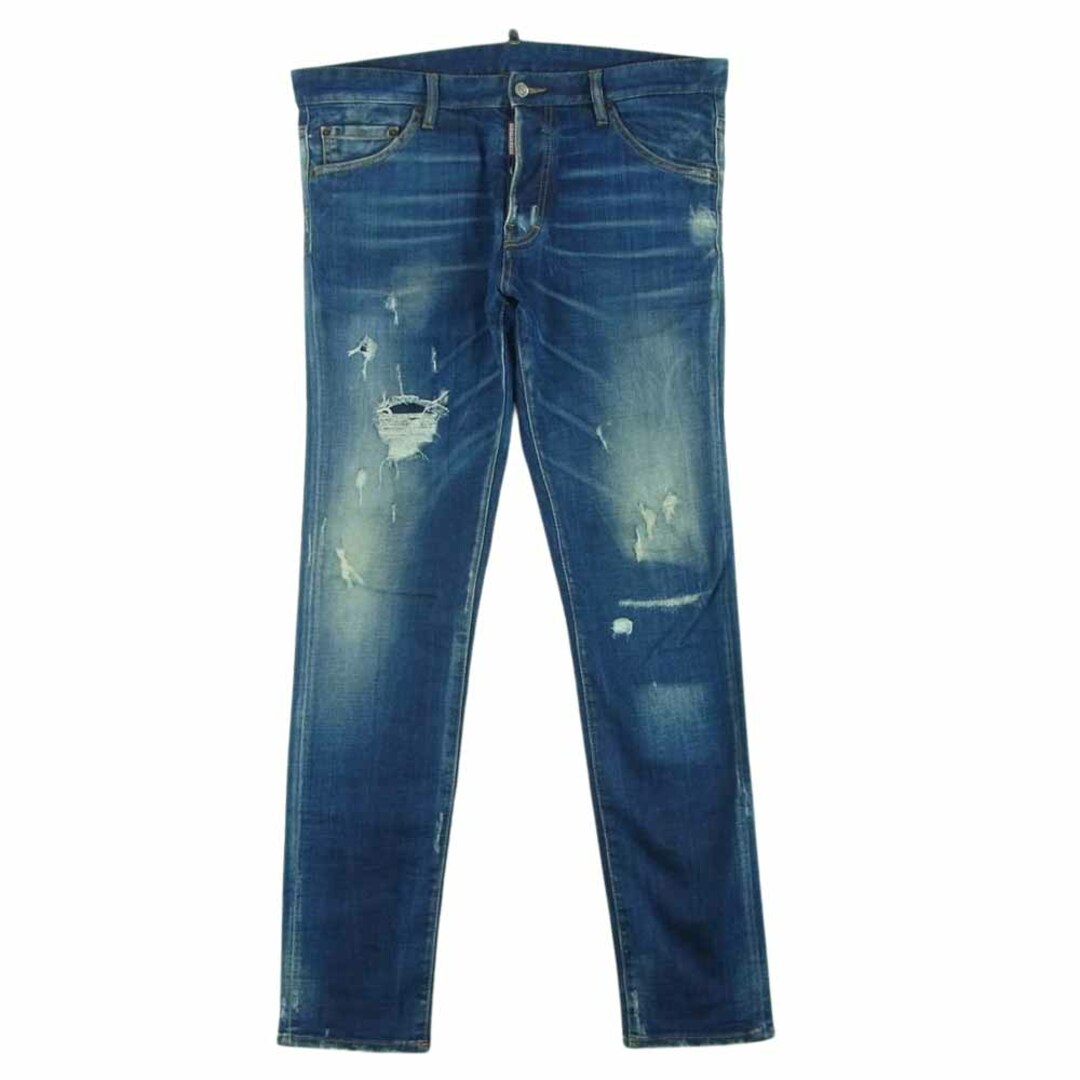 DSQUARED2 ディースクエアード S74LB0418 S30342 Cool Guy Jean クール ガイ ダメージ ストレート デニム パンツ ジーンズ インディゴブルー系 52約85cmもも幅