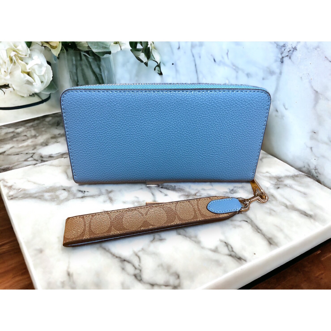 COACH - COACH コーチ ブルー 長財布 レザー 本革 未使用品の通販 by