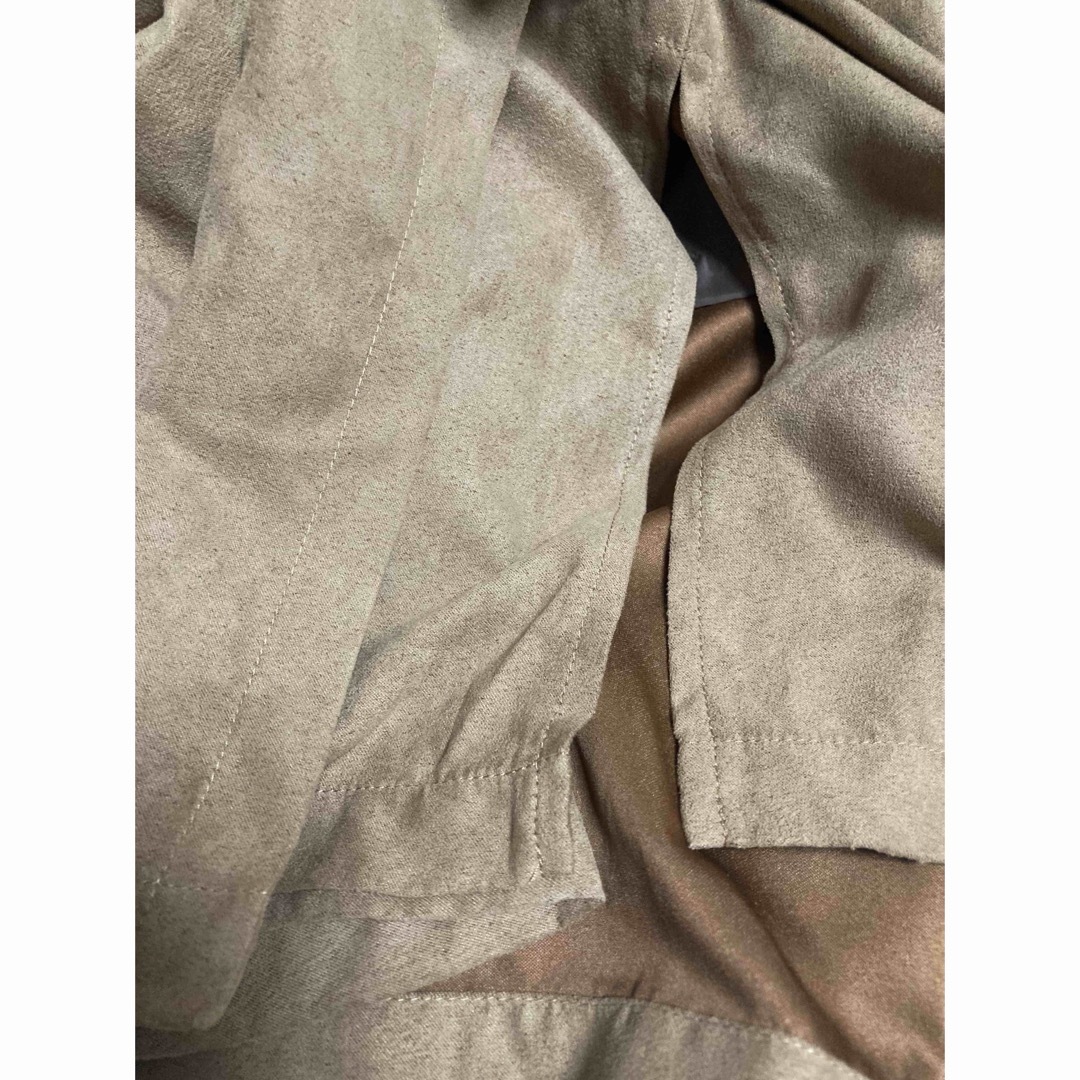 イトーヨーカドー　キャメルブラウン巻きスカート風台形スエード調膝下丈スカート　M レディースのスカート(ひざ丈スカート)の商品写真