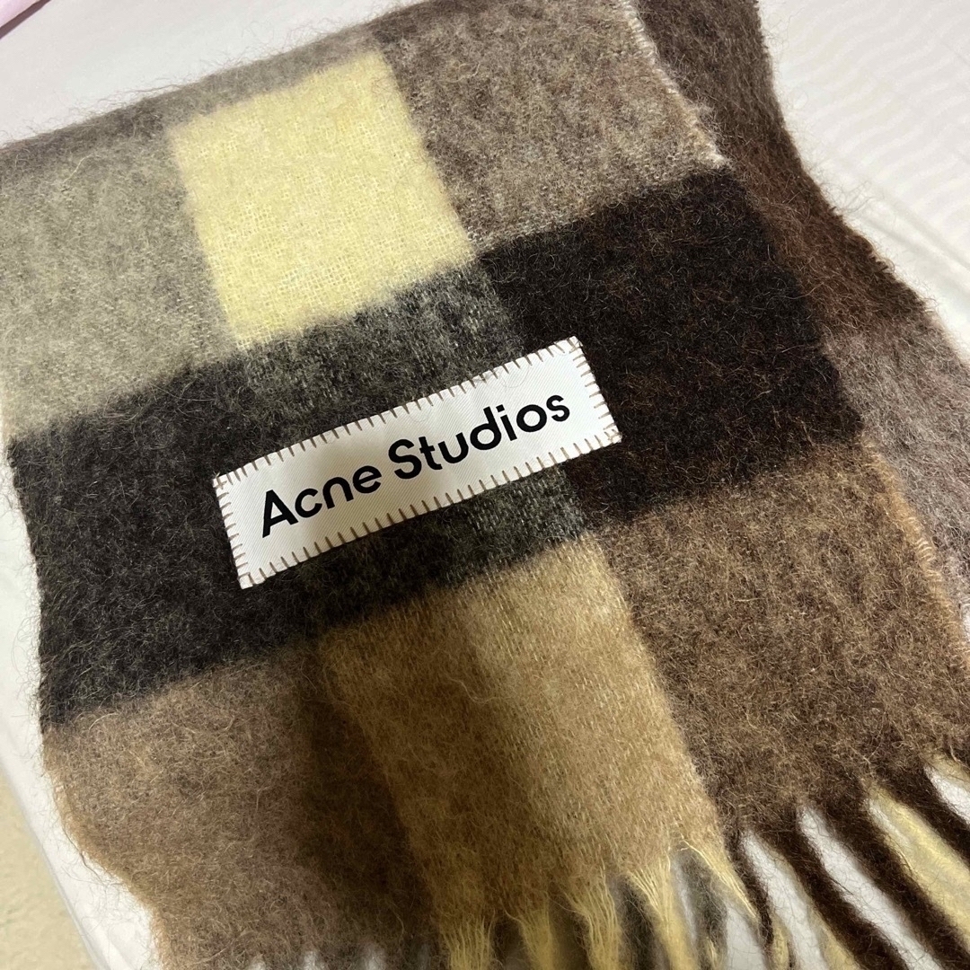 acne モヘアチェックスカーフ　マフラー