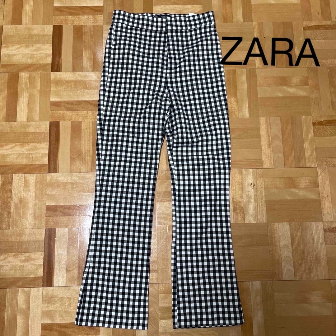 ZARA(ザラ)のZARA XS ギンガムチェック　パンツ　美品 レディースのパンツ(カジュアルパンツ)の商品写真