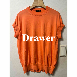 ドゥロワー(Drawer)のDrawer コットンフレンチスリーブハイゲージトップス　オレンジ　夏物(カットソー(半袖/袖なし))