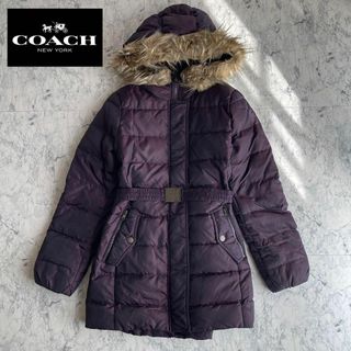 COACH NEW YORK ベルト付き　ダウンコート ダウンジャケット　紫