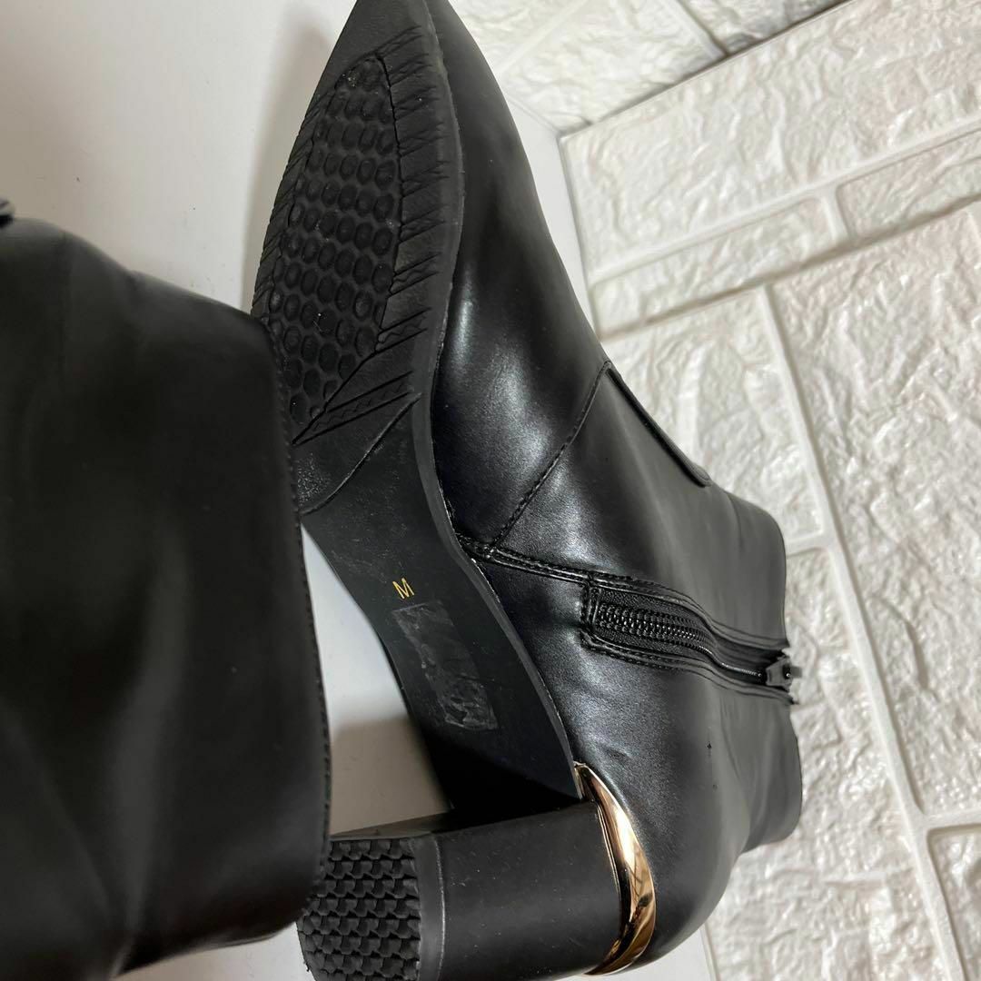 ランダ RANDA ストレスフリーポインテッドトゥレインショートブーツ 黒　M  レディースの靴/シューズ(ブーツ)の商品写真