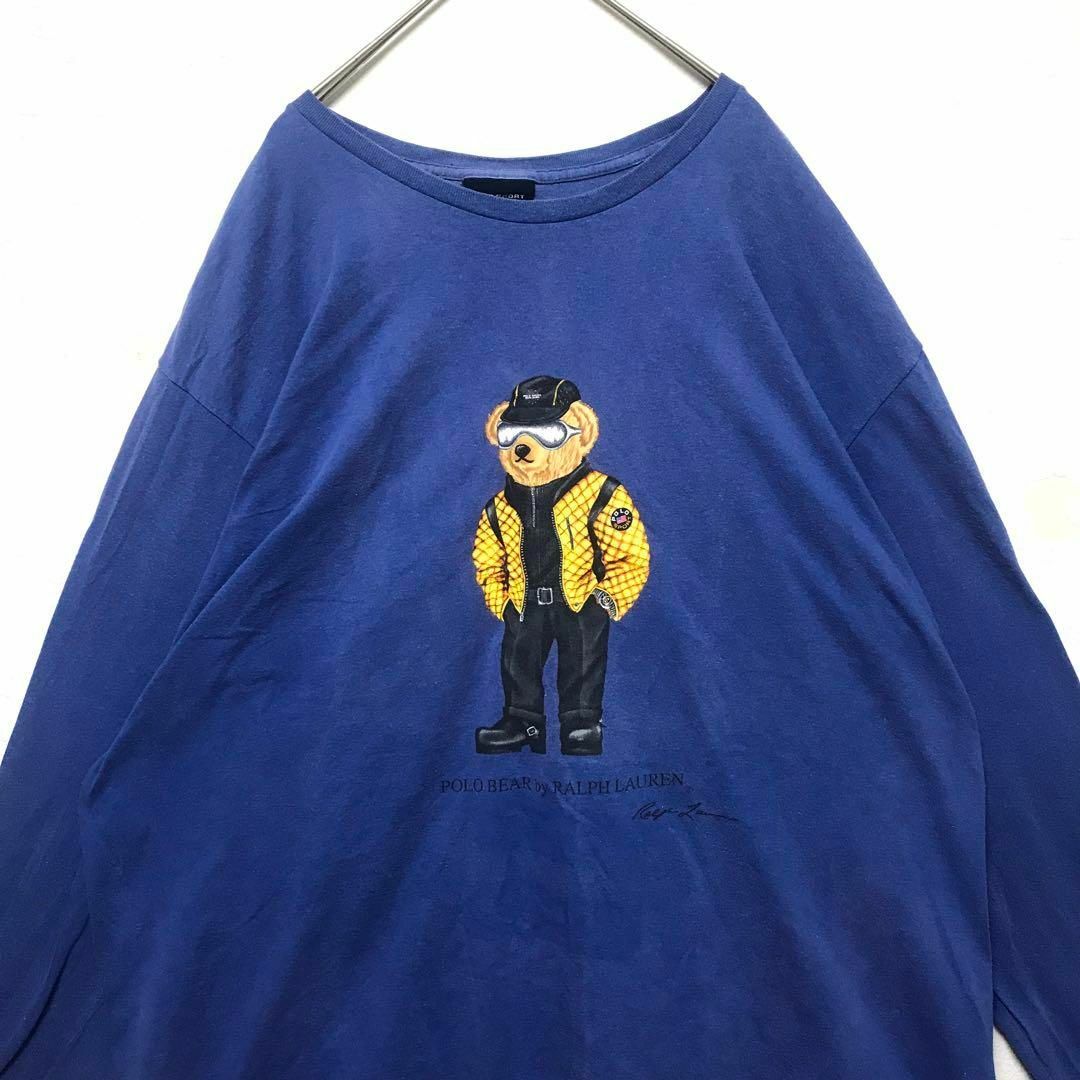 POLO RALPH LAUREN(ポロラルフローレン)の90s polo sport ブルー ポロベア ロングTシャツ メンズのトップス(Tシャツ/カットソー(七分/長袖))の商品写真