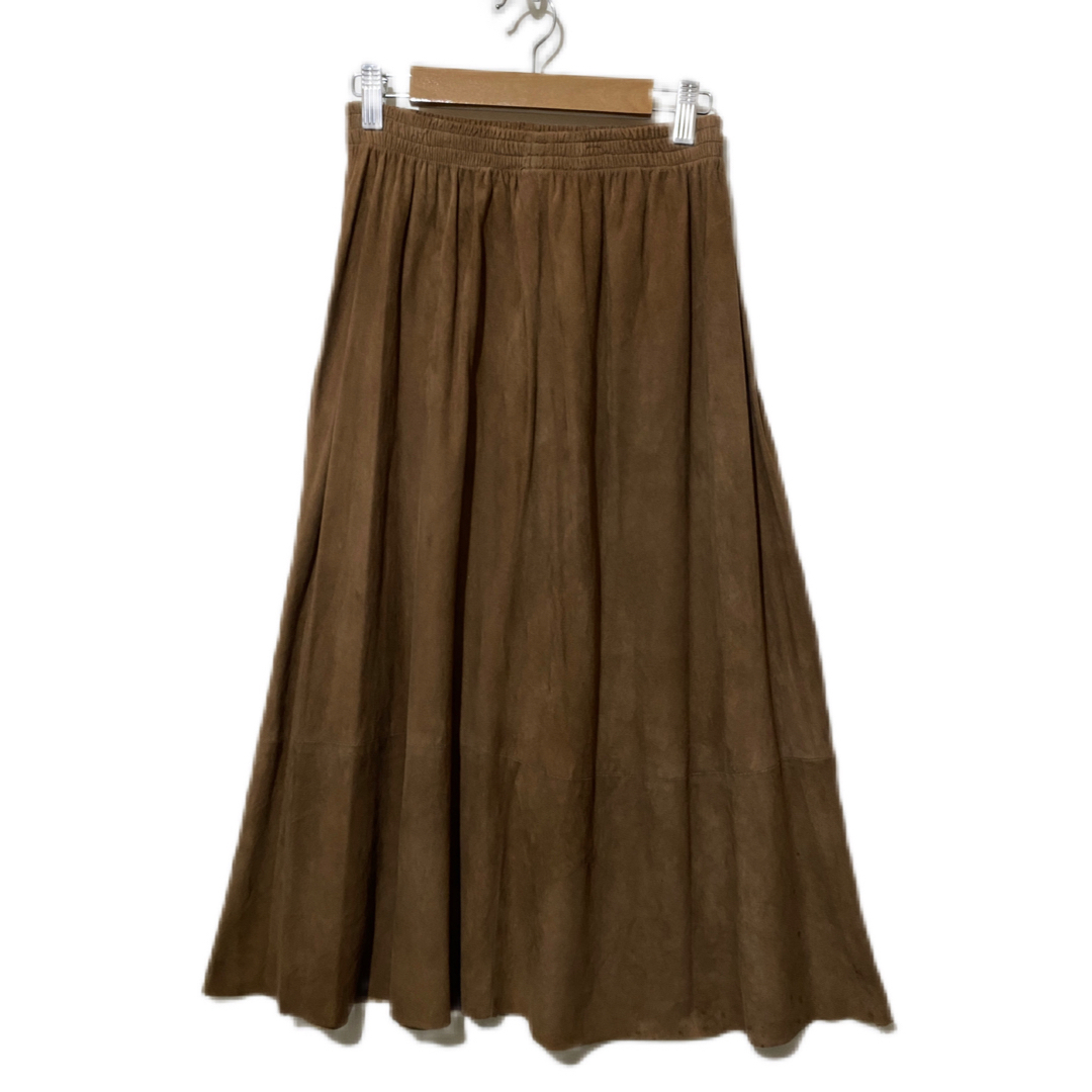 Grimoire(グリモワール)のヴィンテージ古着 スウェードレザー イージー フレアスカート ミモレ ミディ レディースのスカート(ひざ丈スカート)の商品写真