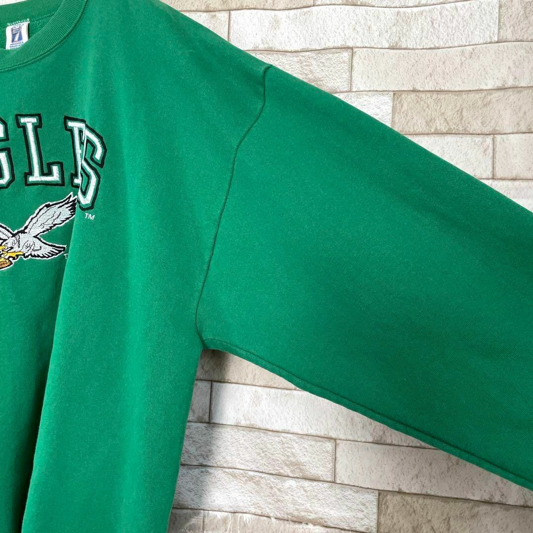 LOGO7 スウェット 90s USA製 刺繍 EAGLES 裏起毛 緑 XL-