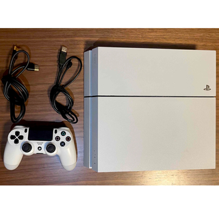 プレイステーション4(PlayStation4)の(10/26まで) PS4 500KB ホワイト 白 本体+付属品 箱なし(家庭用ゲーム機本体)