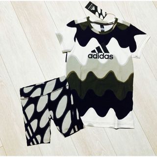 アディダス(adidas)のアディダス★新品 マリメッコ 総柄 Tシャツ パンツ セットアップ 110(Tシャツ/カットソー)