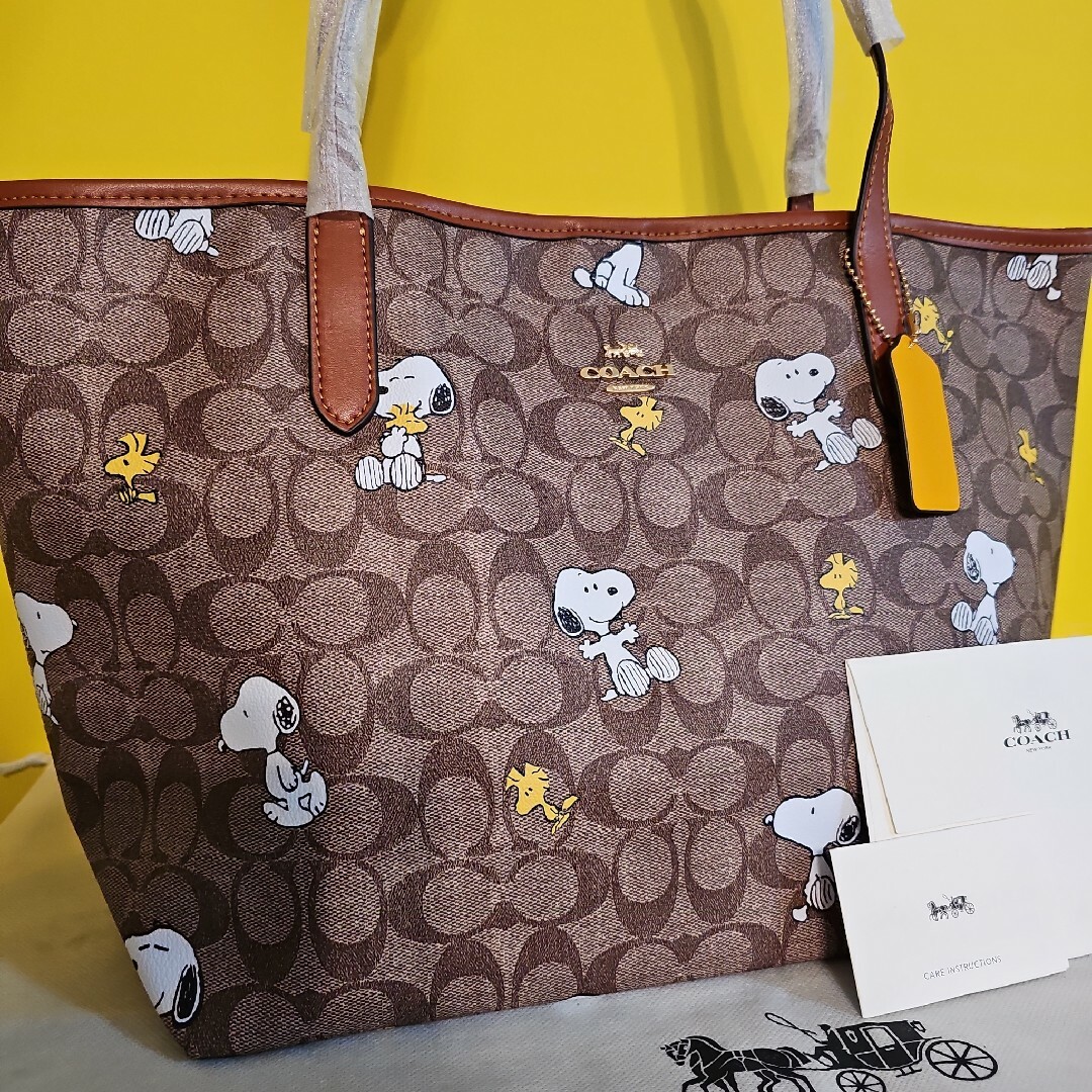 COACH スヌーピー トートバッグ コーチ 新作 ウッドストック 大人気 新品-