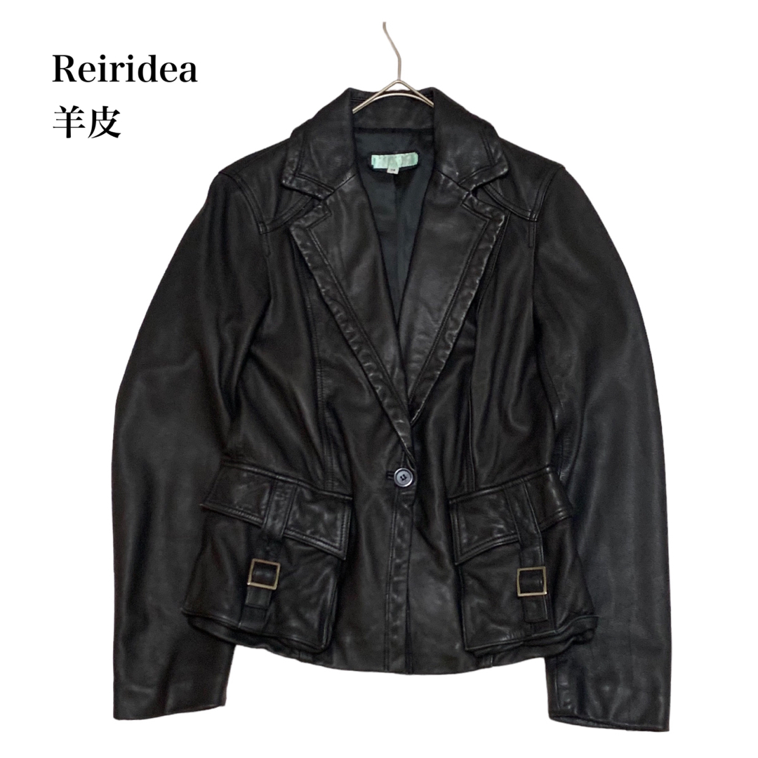 美品 Reiridea 高級 羊革 レザージャケット テーラード 黒 38