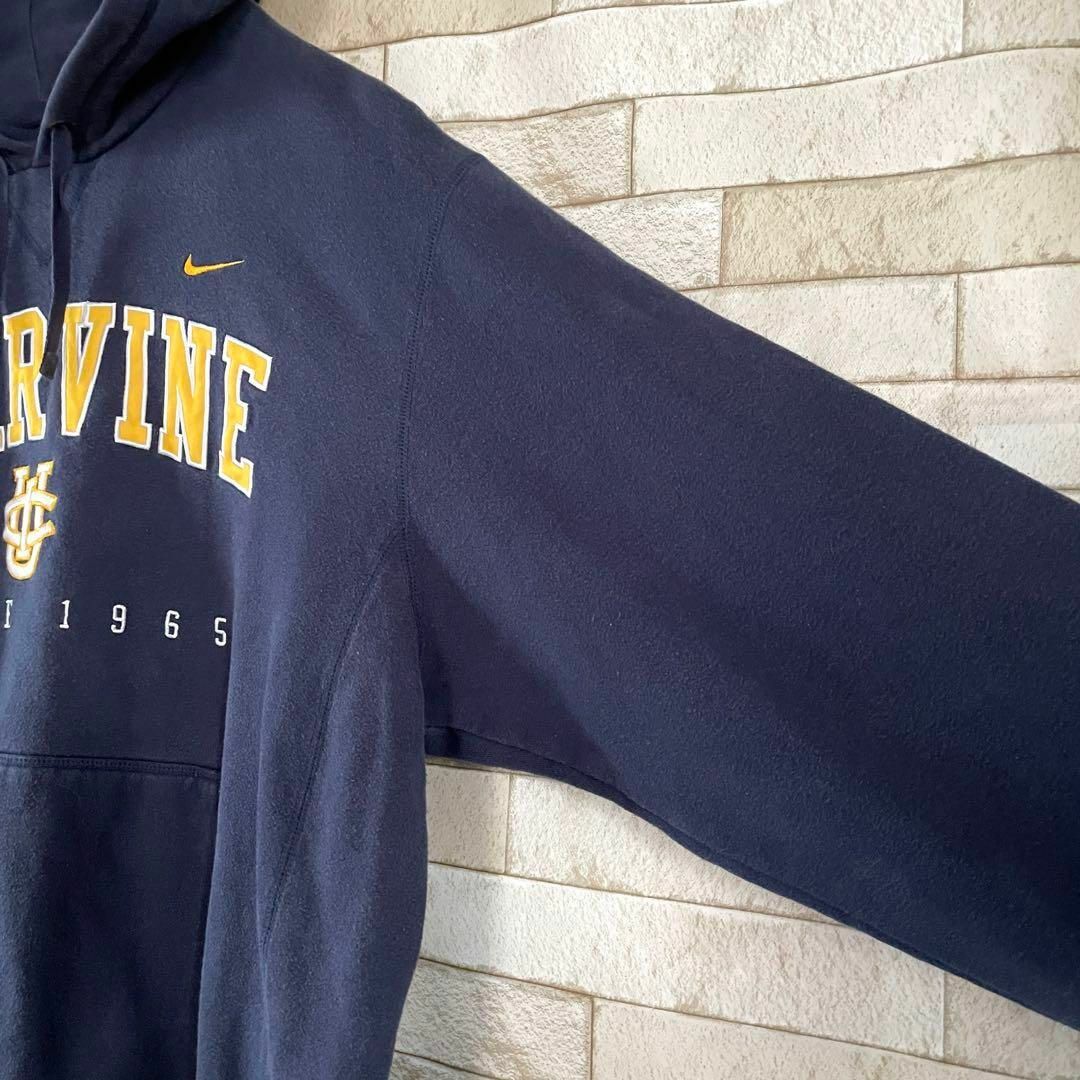 NIKE ナイキ パーカー プルオーバー 刺繍 IRVINE 裏起毛 紺 L