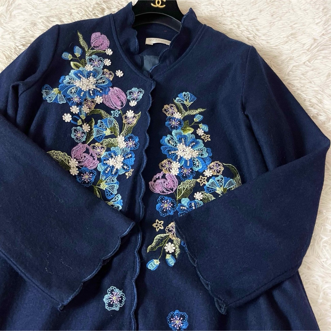 19 一点物 ヴィンテージ レトロ ロングコート 総柄 花柄 花刺繍 19 一点物 ヴィンテージ レトロ ロングコート 総柄 花柄 花刺繍