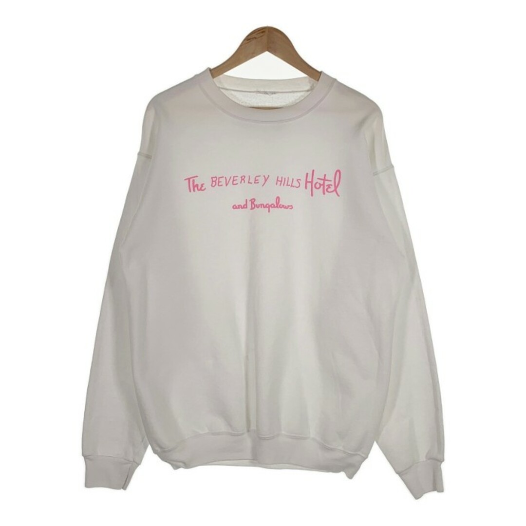 Cloney クロニー The BEVERLEY HILLS HOTEL プリント スウェットクルーネックトレーナー ホワイト Size L-XL 相当