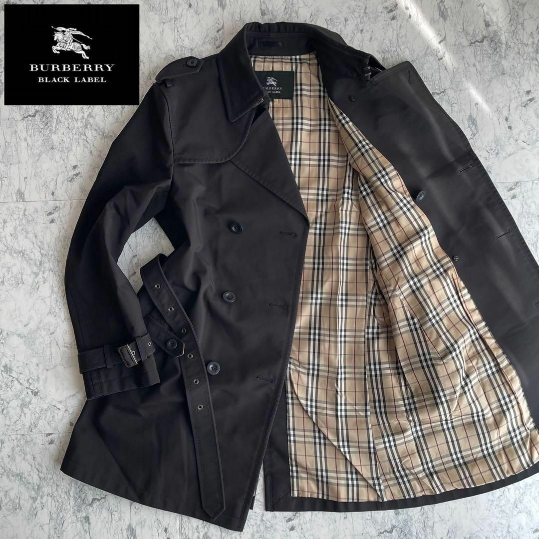 美品】BURBERRY BLACK LABEL バーバリー トレンチコート 黒-