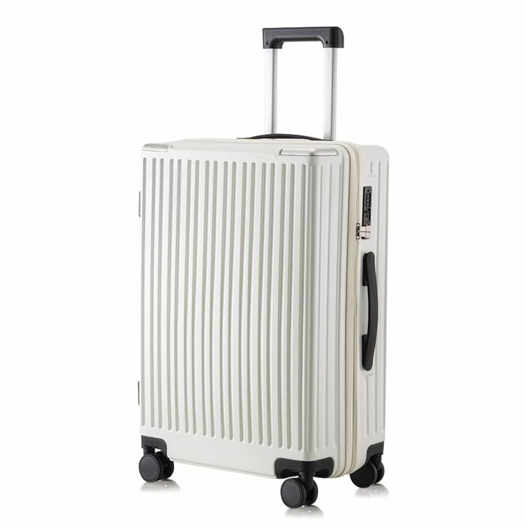 【色: White】[ISUKI] スーツケース ファスナー キャリーバッグ キ