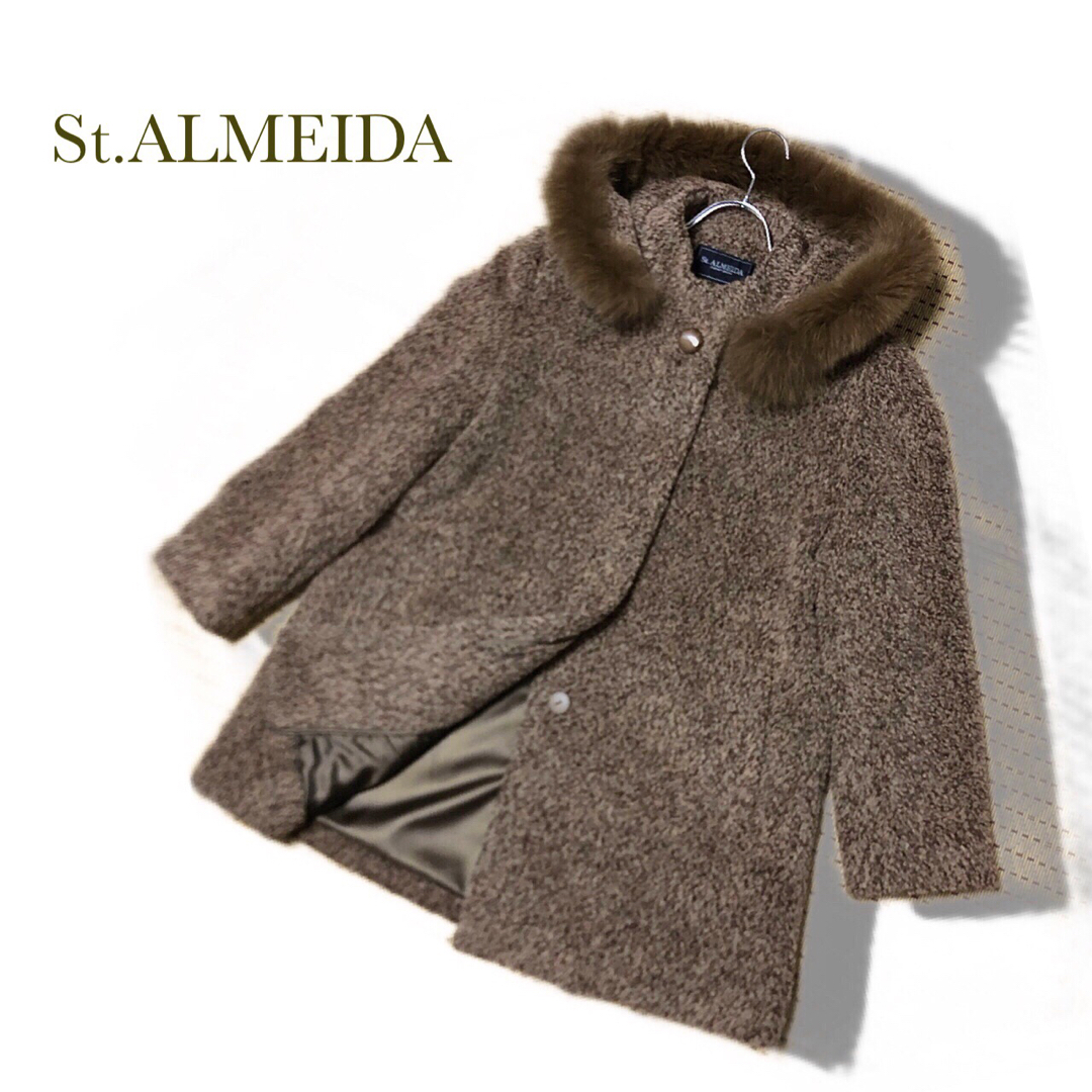 St.ALMEIDA フォックスファー アルパカ混シャギーニットコート