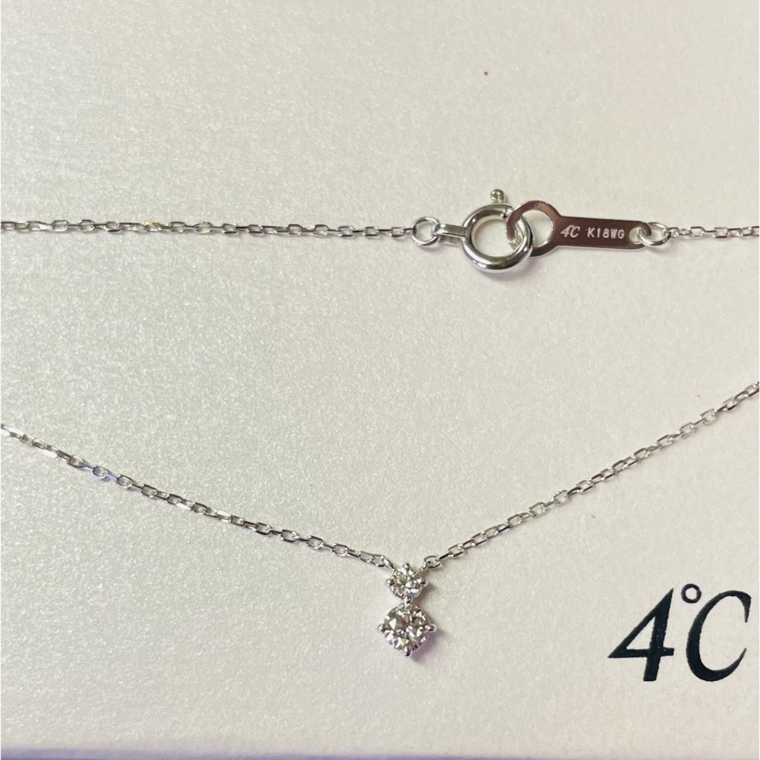 4℃ ダイヤモンド ネックレス K18WG 0.10ct 1.4g