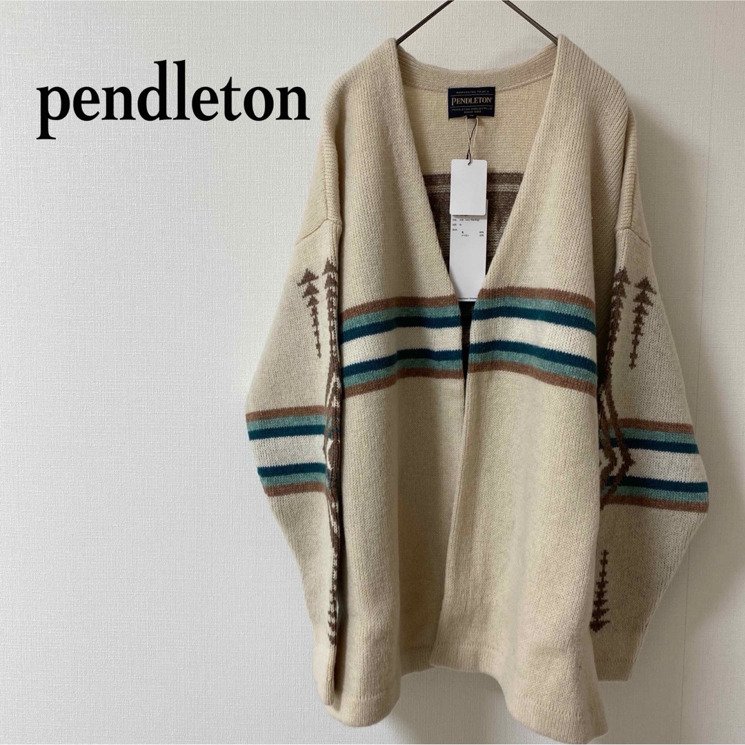 美品　Pendleton ブラック & レッド ウール カーディガン セーター