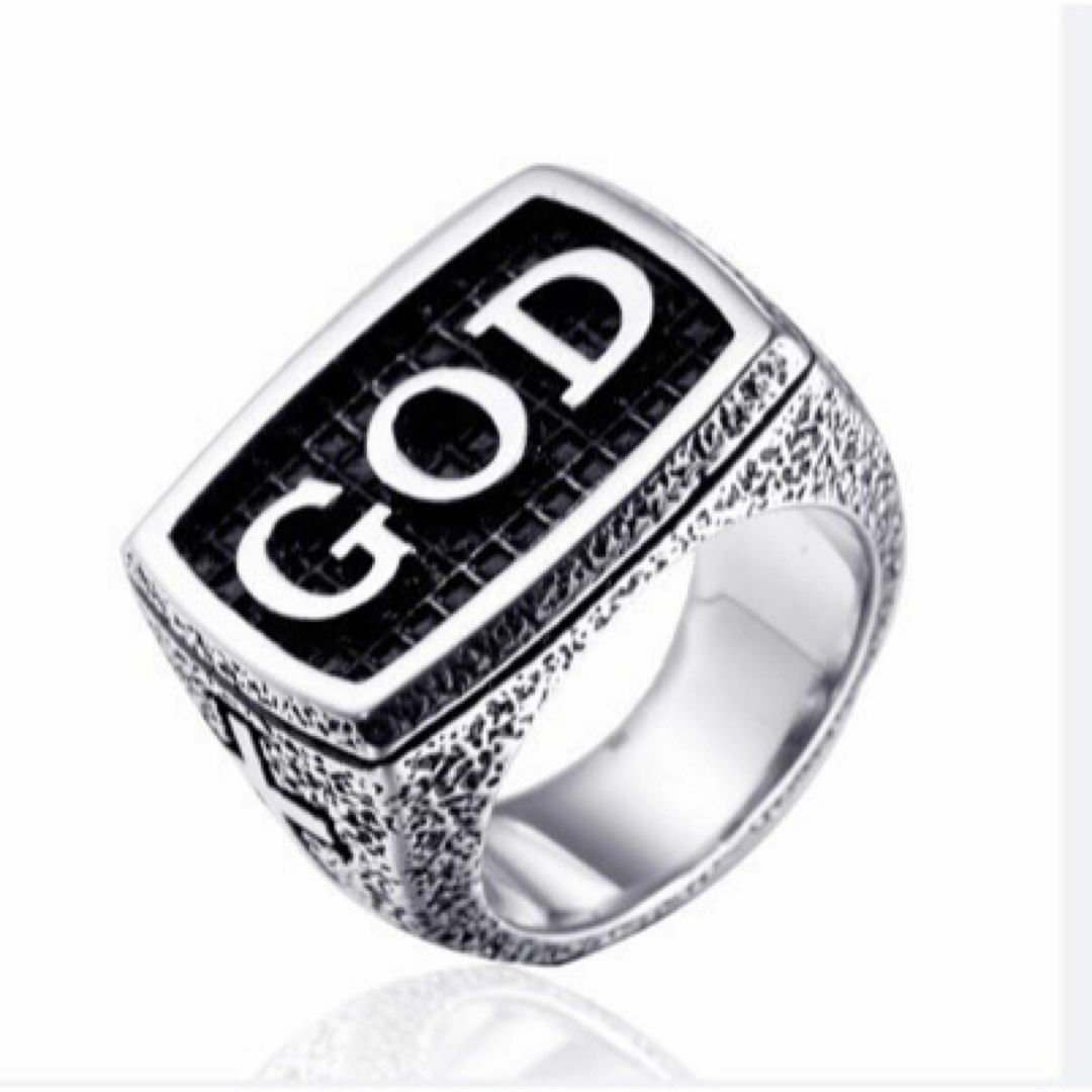 【R054】リング　メンズ　指輪　シルバー　チタン　GOD 20号 メンズのアクセサリー(リング(指輪))の商品写真