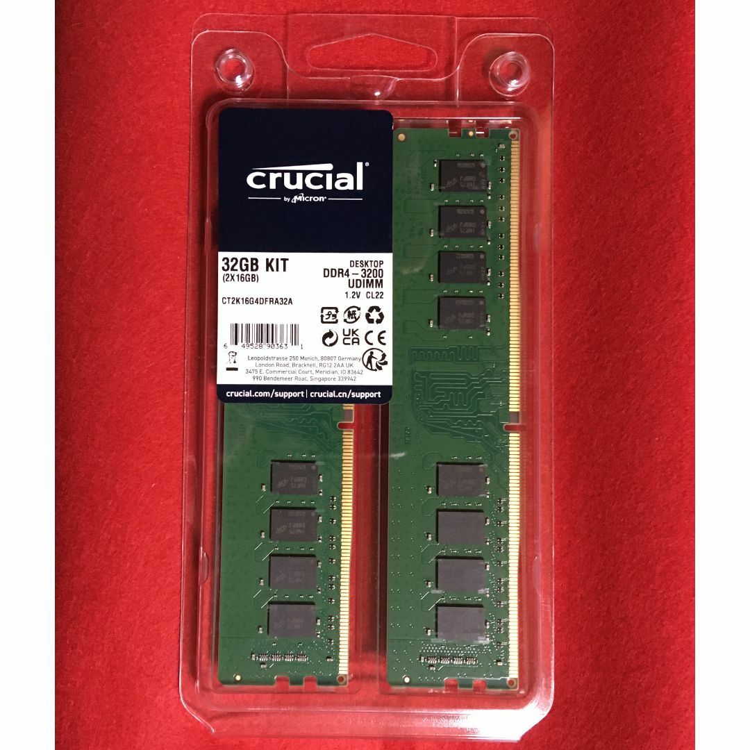 新品 高品質 メモリ Crucial DDR4 PC4-25600 16GB×2-
