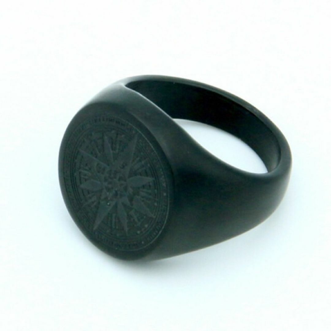 【R075】リング　メンズ　指輪　ブラック　黒　オーバル　ステンレス　20号 メンズのアクセサリー(リング(指輪))の商品写真