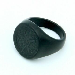 【R075】リング　メンズ　指輪　ブラック　黒　オーバル　ステンレス　20号(リング(指輪))