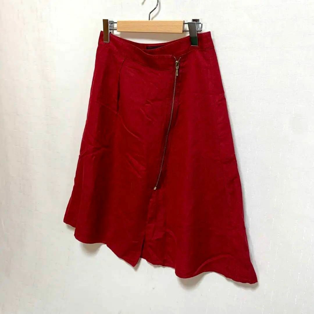 SOUP(スープ)のSOUP　フロントジッパースカート　Ｍサイズ　リネン　麻 レディースのスカート(ひざ丈スカート)の商品写真