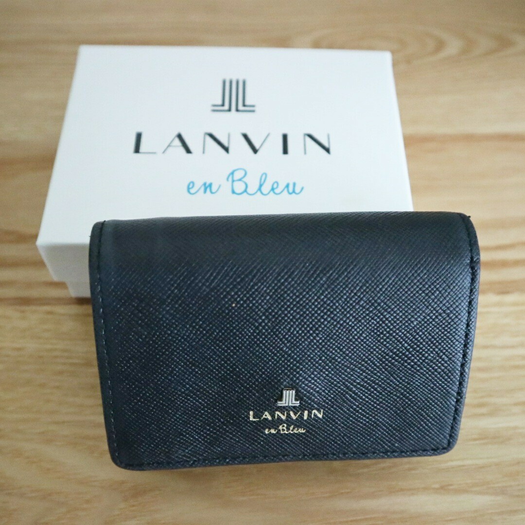 LANVIN en Blue ランバンオンブルー　三つ折り財布　ブラック | フリマアプリ ラクマ