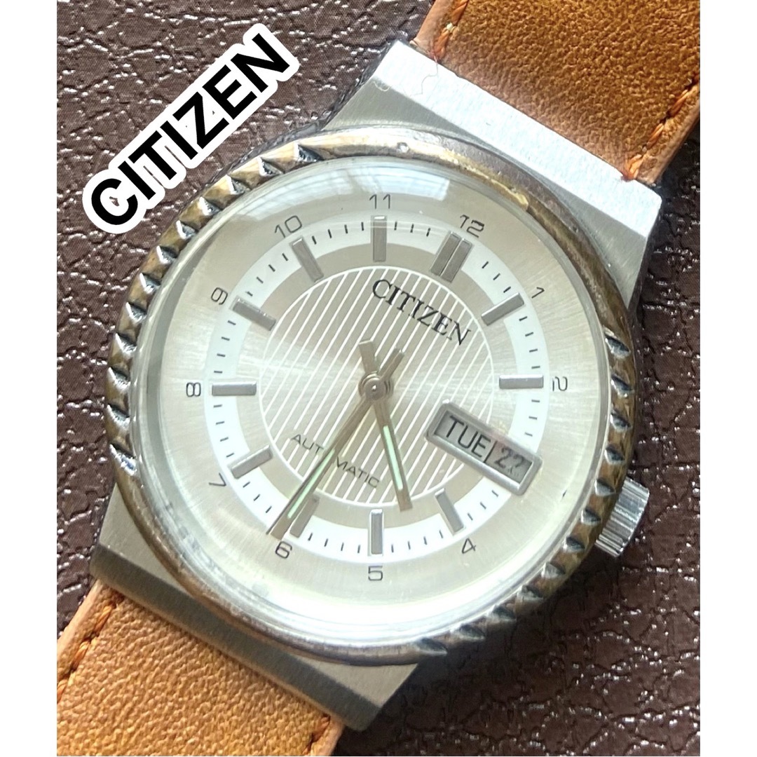 CITIZEN(シチズン)のヴィンテージ CITIZEN メンズ腕時計 機械式自動巻き ホワイト メンズの時計(腕時計(アナログ))の商品写真