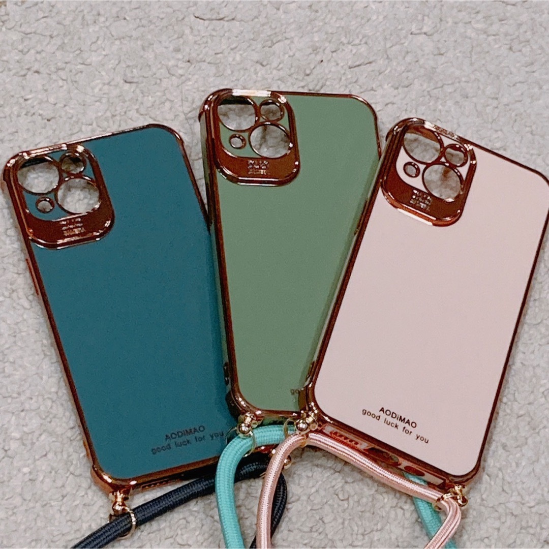 iPhone14 スマホケース　ショルダー　緑　ミント　グリーン 3way スマホ/家電/カメラのスマホアクセサリー(iPhoneケース)の商品写真