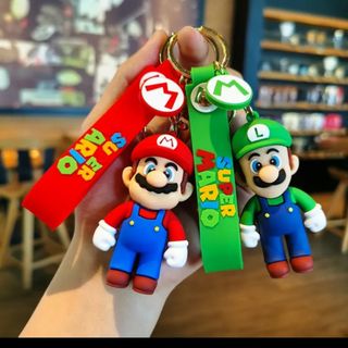 ［未開封品］ マリオ　ルイージ　2個セット　キーホルダー　ラバーストラップ付き(キーホルダー)