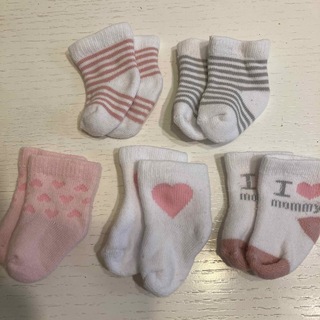 新生児　靴下　ベビー　5足セット　まとめ売り　女の子　ピンク　かわいい　(靴下/タイツ)