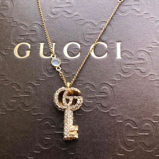 グッチ(Gucci)の【極上品】GUCCI グッチ ストーン ダブルG キーネックレス　ゴールド(ネックレス)