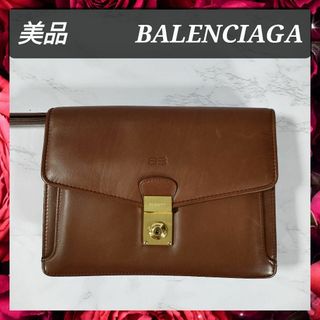 バレンシアガ(Balenciaga)の美品 バレンシアガ クラッチバッグ セカンドバッグ レザー メンズ ブラウン系(セカンドバッグ/クラッチバッグ)