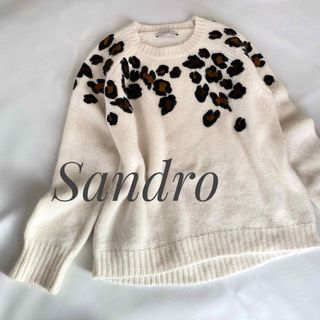 サンドロ(Sandro)のsandro サンドロ　ヒョウ柄　刺繍　アンゴラ混　ニット　PARIS (ニット/セーター)