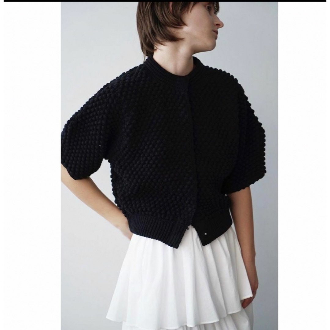CLANE 3D DOT HALF SLEEVE KNIT CARDIGAN-